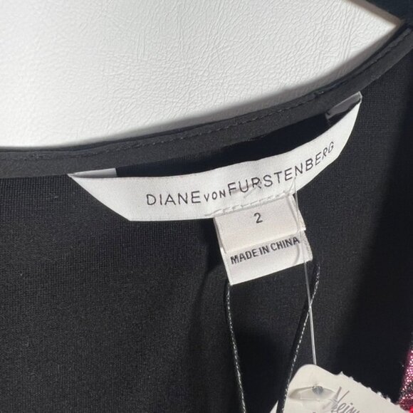 NWT DIANE VON FURSTENBERG Fit & Flare Jaquard Metallic Lip Print Mini Dress Sz 2 - Picture 8 of 16